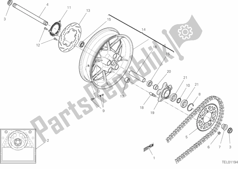 Todas as partes de Roda Traseira do Ducati Scrambler Icon Thailand USA 803 2019